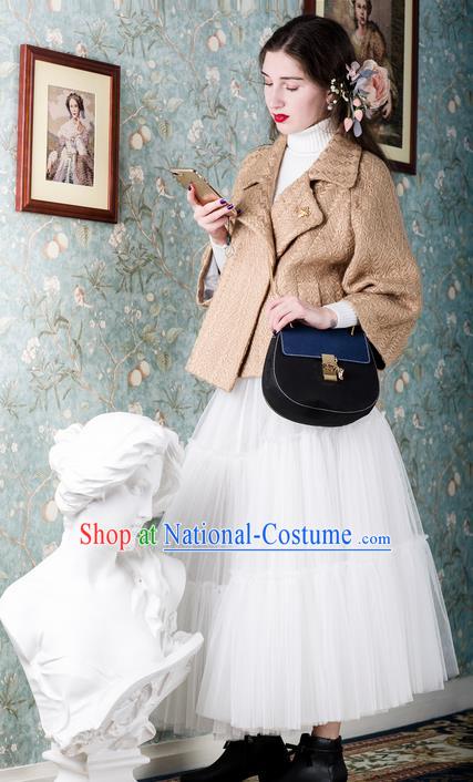 Traditional Classic Women Clothing, Traditional Classic Deep Blue Pure Woolen Tweed Jacket Wool Coats