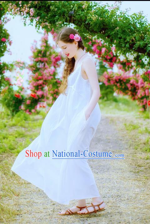 Traditional Classic Women Clothing, Traditional Classic Elegant Yarn Brought Palace Restoring One-Piece Dress Braces Skirt Posed Condole Embroidered Long Dress