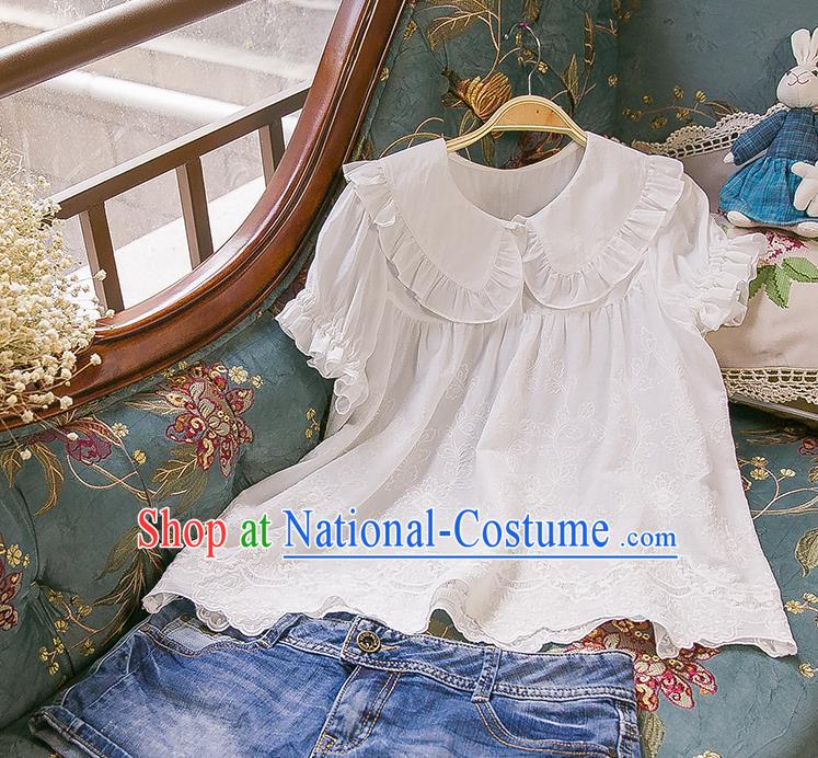 Traditional Classic Women Clothing, Traditional Palace Princess Cotton Embroidered Blouse, Princess Lace Blouse