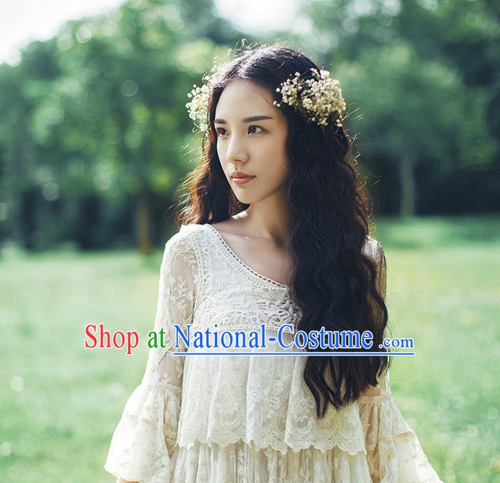 Traditional Classic Women Costumes, Traditional Palace Princess Cotton Embroidered Blouse, Princess Heavy Lace Blouse