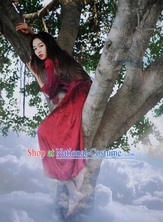 Traditional Classic Women Clothing, Traditional Classic Silk Satin Spring Long-Sleeved Dress Long Skirts