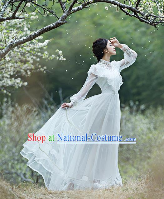 Traditional Classic Women Clothing, Traditional Classic Bride Lace Long Skirt Wedding Dress