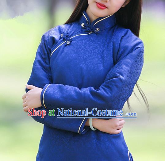 Traditional Classic Women Clothing, Traditional Classic Chinese Republic Of China Silk Satin Jacquard Cotton Chinese Plate Buttons Cotton-Padded Jacket