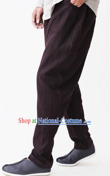 Traditional Chinese Linen Tang Suit Trousers, Chinese Ancient Costumes Linen Pants