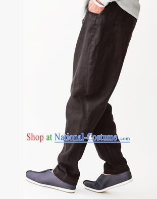 Traditional Chinese Linen Tang Suit Trousers, Chinese Ancient Costumes Linen Pants