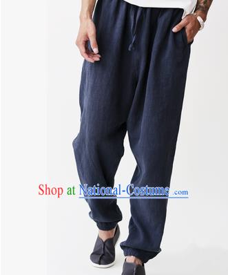 Traditional Chinese Linen Tang Suit Trousers, Chinese Ancient Costumes Signature Cotton Leg Pants Lay Pants Zen Pants