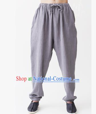 Traditional Chinese Linen Tang Suit Trousers, Chinese Ancient Costumes Signature Cotton Leg Pants Lay Pants Zen Pants