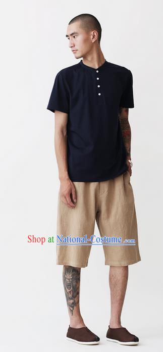 Traditional Chinese Linen Tang Suit Men Shorts, Chinese Ancient Costumes Linen Short Pants for Men