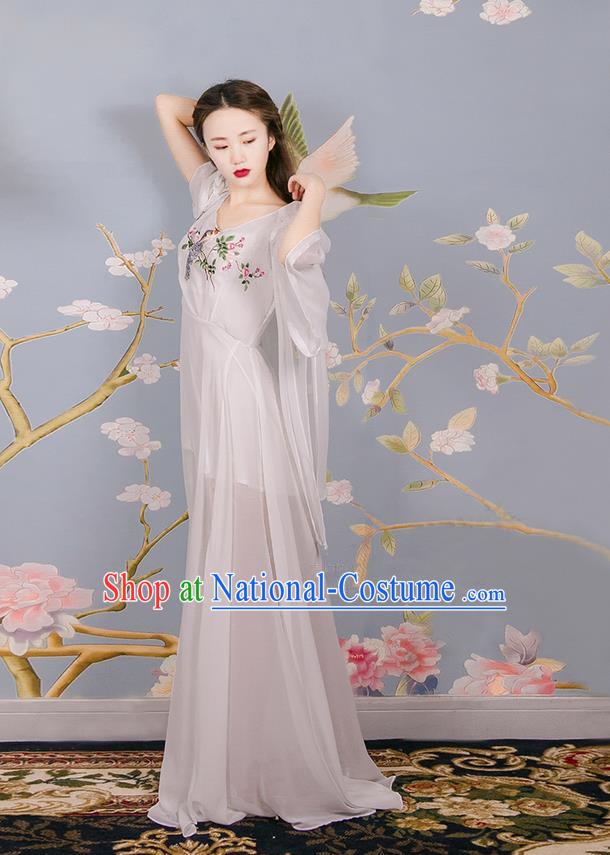 Traditional Classic Women Clothing, Traditional Classic Chinese Chiffon Delicate Embroidery Dress, Long Skirt for Women