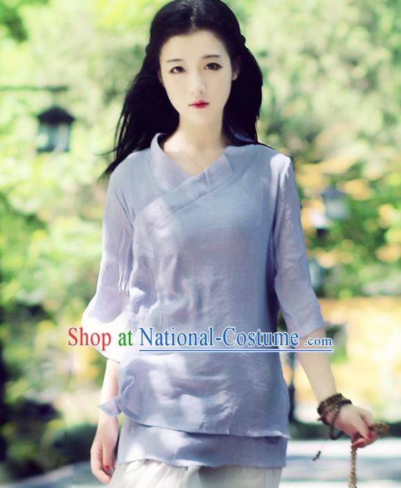 Traditional Chinese Female Costumes, Chinese Acient Clothes, Chinese Cheongsam, Tang Suits Slant Opening Plate Buttons Blouse for Women