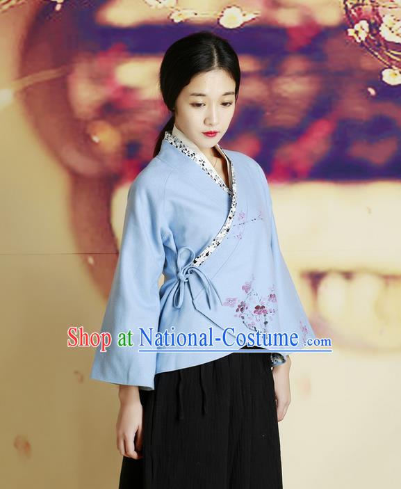 Traditional Chinese Female Costumes, Chinese Acient Hanfu Clothes, Chinese Cheongsam, Tang Suits Plate Buttons Blouse for Women