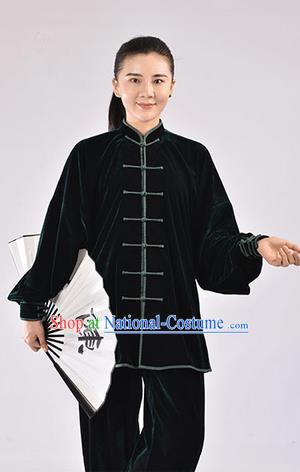 Top Thicken Pleuche Kung Fu Costume Martial Arts Kung Fu Training Uniform Gongfu Shaolin Wushu Clothing Tai Chi Taiji Teacher Suits Uniforms for Women