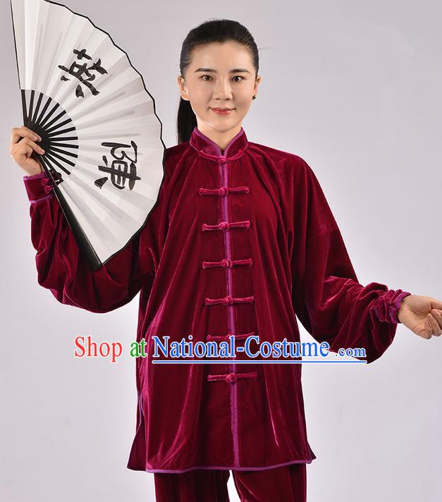 Top Thicken Pleuche Kung Fu Costume Martial Arts Kung Fu Training Uniform Gongfu Shaolin Wushu Clothing Tai Chi Taiji Teacher Suits Uniforms for Women