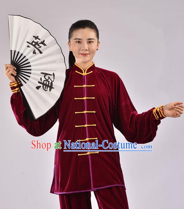 Top Thicken Pleuche Kung Fu Costume Martial Arts Kung Fu Training Uniform Gongfu Shaolin Wushu Clothing Tai Chi Taiji Teacher Suits Uniforms for Women