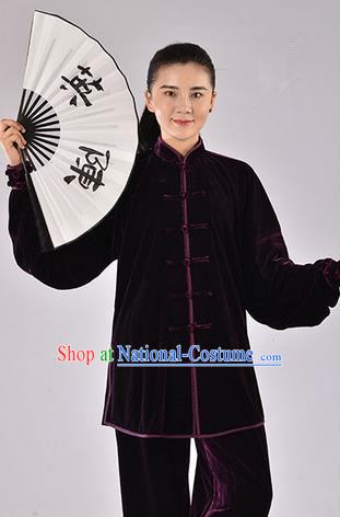 Top Thicken Pleuche Kung Fu Costume Martial Arts Kung Fu Training Uniform Gongfu Shaolin Wushu Clothing Tai Chi Taiji Teacher Suits Uniforms for Women