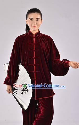 Top Thicken Pleuche Kung Fu Costume Martial Arts Kung Fu Training Uniform Gongfu Shaolin Wushu Clothing Tai Chi Taiji Teacher Suits Uniforms for Women