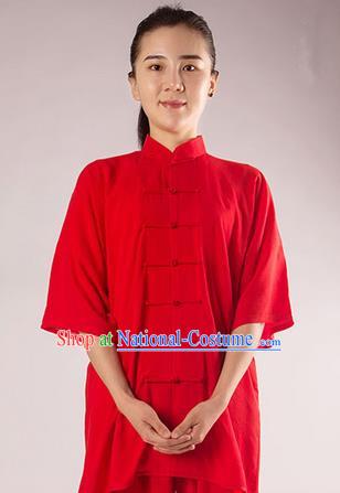 Top Noil Poplin Kung Fu Costume Martial Arts Kung Fu Training Uniform Gongfu Shaolin Wushu Clothing Tai Chi Taiji Teacher Suits Uniforms for Women