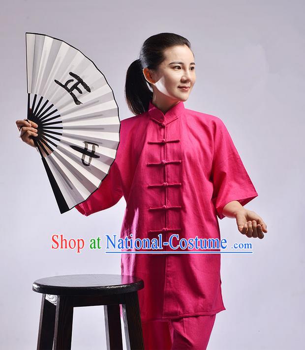 Top Linen Kung Fu Costume Martial Arts Kung Fu Training Uniform Gongfu Shaolin Wushu Clothing Tai Chi Taiji Teacher Suits Uniforms for Women