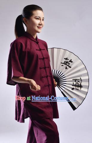 Top Linen Kung Fu Costume Martial Arts Kung Fu Training Uniform Gongfu Shaolin Wushu Clothing Tai Chi Taiji Teacher Suits Uniforms for Women