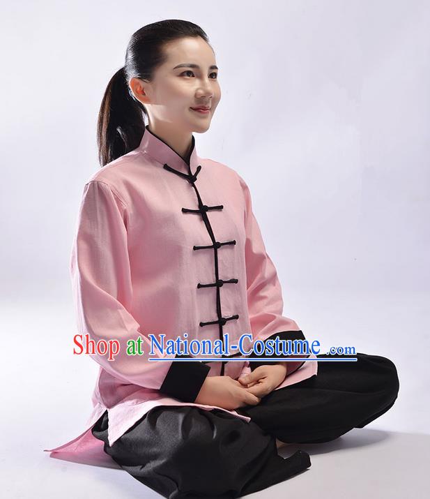 Top Linen Kung Fu Costume Martial Arts Kung Fu Training Uniform Tang Suit Gongfu Shaolin Wushu Clothing Tai Chi Taiji Teacher Suits Uniforms for Women