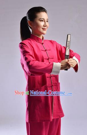 Top Linen Kung Fu Costume Martial Arts Kung Fu Training Uniform Tang Suit Gongfu Shaolin Wushu Clothing Tai Chi Taiji Teacher Suits Uniforms for Women