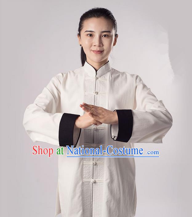 Top Cross Elastic Cotton Kung Fu Costume Martial Arts Kung Fu Training Uniform Tang Suit Gongfu Shaolin Wushu Clothing Tai Chi Taiji Teacher Suits Uniforms for Women