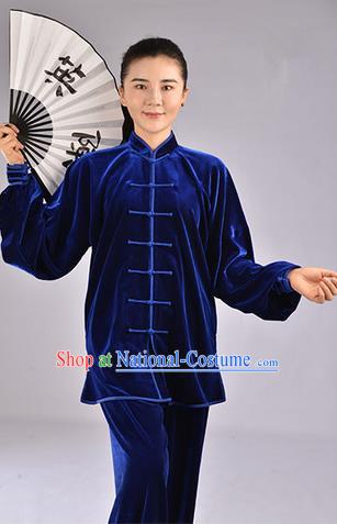 Top Upset South Korea Velvet Pleuche Kung Fu Costume Martial Arts Kung Fu Training Uniform Tang Suit Gongfu Shaolin Wushu Clothing Tai Chi Taiji Teacher Suits Uniforms for Women