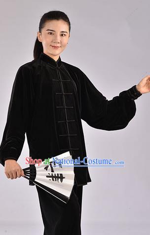 Top Upset South Korea Velvet Pleuche Kung Fu Costume Martial Arts Kung Fu Training Uniform Tang Suit Gongfu Shaolin Wushu Clothing Tai Chi Taiji Teacher Suits Uniforms for Women