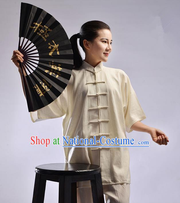 Top Linen Kung Fu Costume Martial Arts Kung Fu Training Uniform Gongfu Shaolin Wushu Clothing Tai Chi Taiji Teacher Suits Uniforms for Women