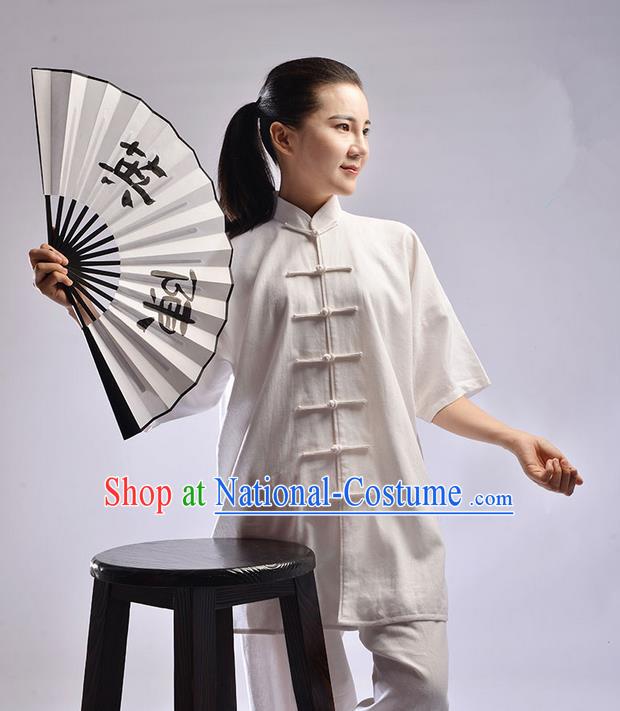 Top Linen Kung Fu Costume Martial Arts Kung Fu Training Uniform Gongfu Shaolin Wushu Clothing Tai Chi Taiji Teacher Suits Uniforms for Women