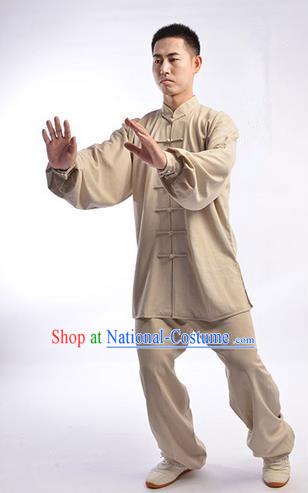 Top Chinese Traditional Natural Linen Kung Fu Costume Martial Arts Kung Fu Training Uniform Gongfu Shaolin Wushu Clothing Tai Chi Taiji Teacher Suits Uniforms for Men