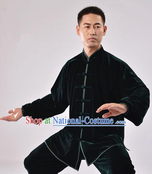 Top Thicken Pleuche Kung Fu Costume Martial Arts Kung Fu Training Uniform Gongfu Shaolin Wushu Clothing Tai Chi Taiji Teacher Suits Uniforms for Men