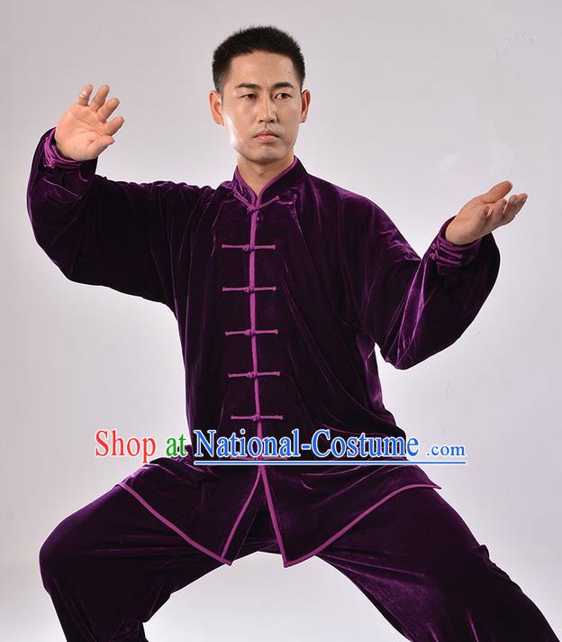 Top Thicken Pleuche Kung Fu Costume Martial Arts Kung Fu Training Uniform Gongfu Shaolin Wushu Clothing Tai Chi Taiji Teacher Suits Uniforms for Men