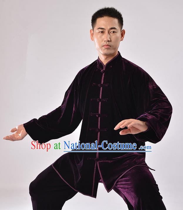 Top Thicken Pleuche Kung Fu Costume Martial Arts Kung Fu Training Uniform Gongfu Shaolin Wushu Clothing Tai Chi Taiji Teacher Suits Uniforms for Men