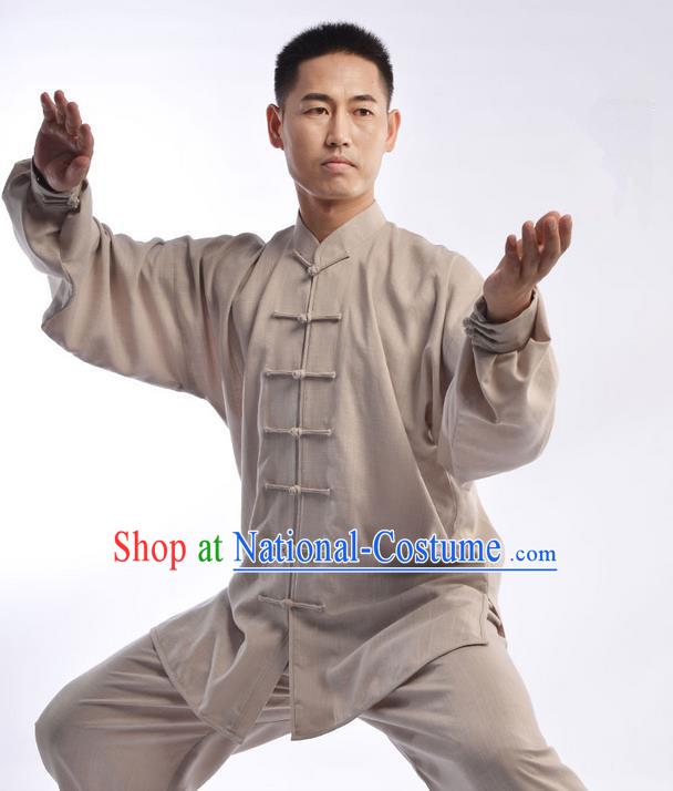 Traditional Chinese Top Signature Cotton Kung Fu Costume Martial Arts Kung Fu Training Uniform Gongfu Shaolin Wushu Clothing Tai Chi Taiji Teacher Suits Uniforms for Men