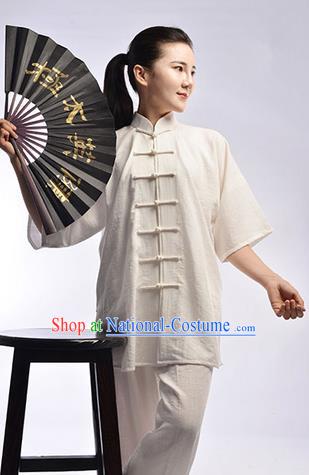 Top Linen Kung Fu Costume Martial Arts Kung Fu Training Uniform Tang Suit Gongfu Shaolin Wushu Clothing Tai Chi Taiji Teacher Suits Uniforms for Women