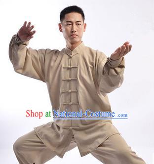 Traditional Chinese Top Linen Kung Fu Costume Martial Arts Kung Fu Training Uniform Tang Suit Gongfu Shaolin Wushu Clothing Tai Chi Taiji Teacher Suits Uniforms for Men