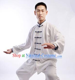 Traditional Chinese Top Linen Kung Fu Costume Martial Arts Kung Fu Training Uniform Tang Suit Gongfu Shaolin Wushu Clothing Tai Chi Taiji Teacher Suits Uniforms for Men