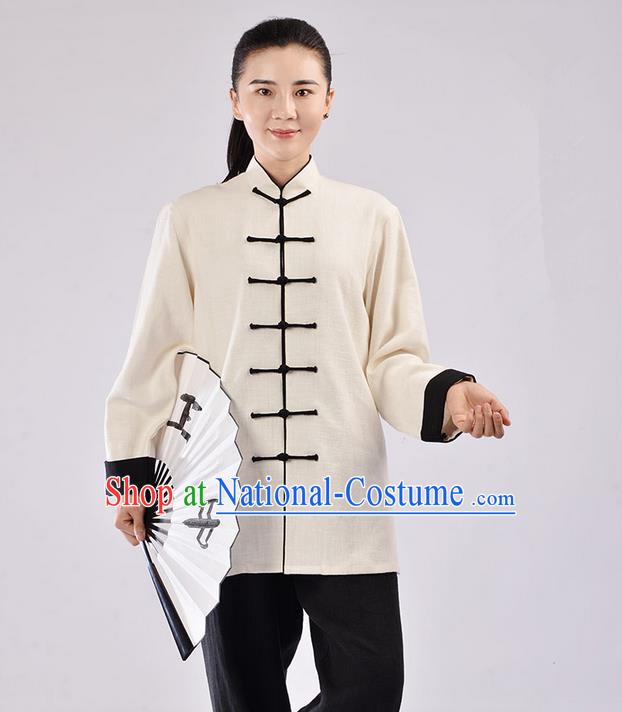 Traditional Chinese Thickening Cotton Linen Kung Fu Costume Martial Arts Kung Fu Training Uniform Tang Suit Gongfu Shaolin Wushu Clothing Tai Chi Taiji Teacher Suits Uniforms for Women