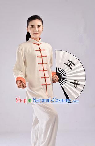 Traditional Chinese Thickening Cotton Linen Kung Fu Costume Martial Arts Kung Fu Training Uniform Tang Suit Gongfu Shaolin Wushu Clothing Tai Chi Taiji Teacher Suits Uniforms for Women