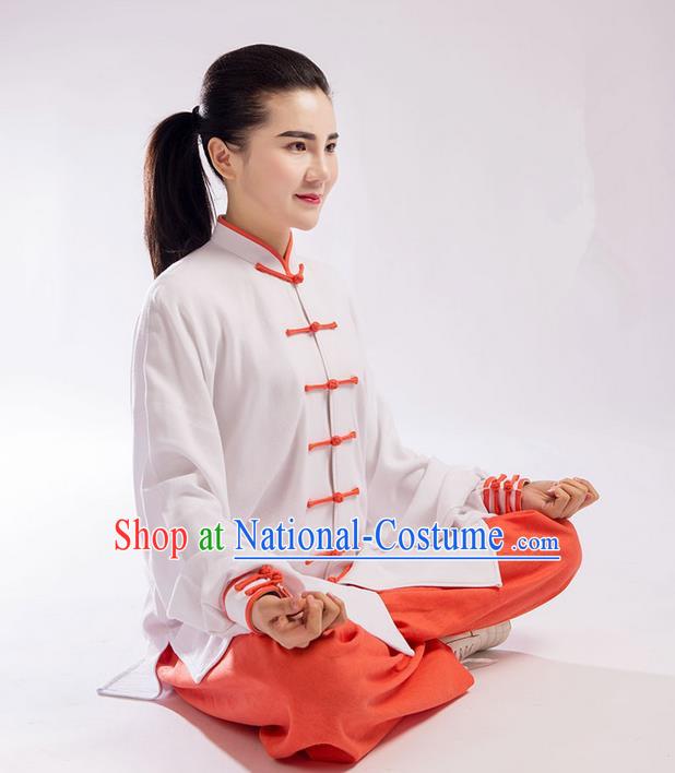 Traditional Chinese Linen Kung Fu Costume Martial Arts Kung Fu Training Uniform Tang Suit Gongfu Shaolin Wushu Clothing Tai Chi Taiji Teacher Suits Uniforms for Women