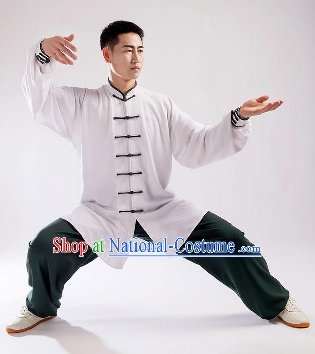 Traditional Chinese Linen Kung Fu Costume Martial Arts Kung Fu Training Uniform Tang Suit Gongfu Shaolin Wushu Clothing Tai Chi Taiji Teacher Suits Uniforms for Men