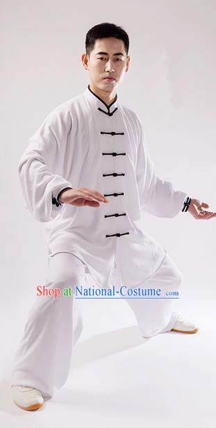 Traditional Chinese Linen Kung Fu Costume Martial Arts Kung Fu Training Uniform Tang Suit Gongfu Shaolin Wushu Clothing Tai Chi Taiji Teacher Suits Uniforms for Men