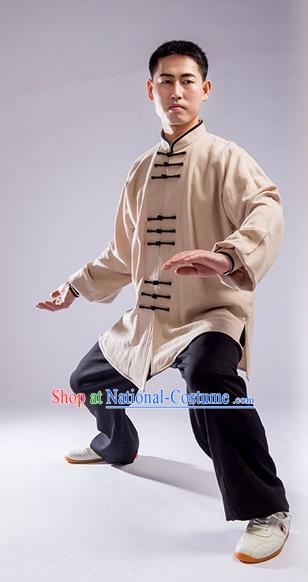 Traditional Chinese Linen Kung Fu Costume Martial Arts Kung Fu Training Uniform Tang Suit Gongfu Shaolin Wushu Clothing Tai Chi Taiji Teacher Suits Uniforms for Men