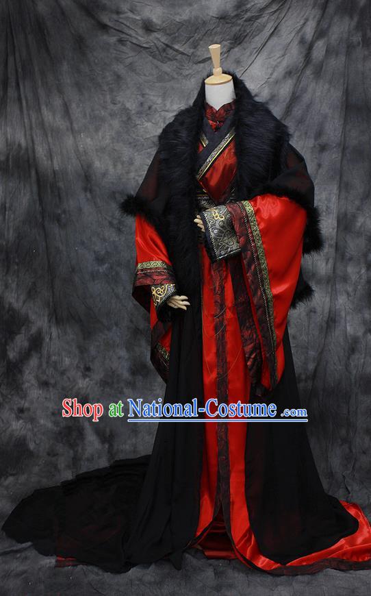 Chinese Ancient Cosplay Costumes, Chinese Traditional Embroidered Royal Prince Clothes, Ancient Chinese Cosplay Swordsman Knight Costume Complete Set For Men