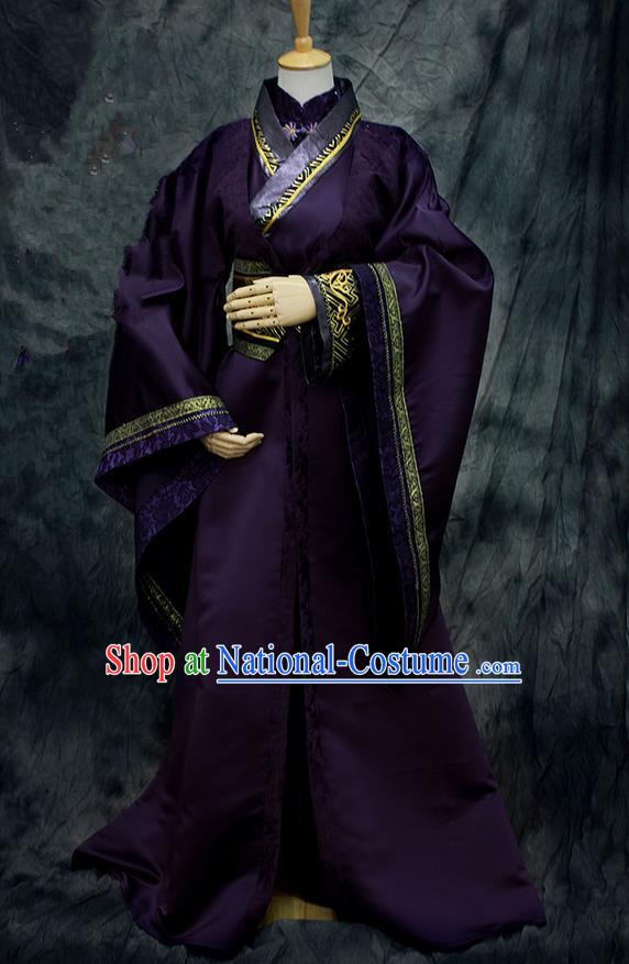 Chinese Ancient Cosplay Costumes, Chinese Traditional Embroidered Royal Prince Patent Satin Clothes, Ancient Chinese Cosplay Swordsman Knight Costume Complete Set For Men