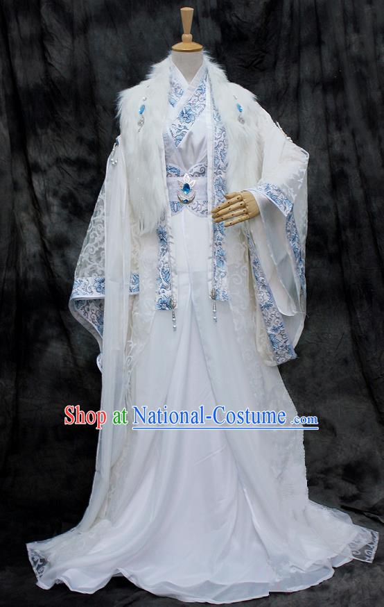 Chinese Ancient Cosplay Costumes, Chinese Traditional Embroidered Royal Prince Clothes, Ancient Chinese Cosplay Swordsman Knight Costume Complete Set for Men