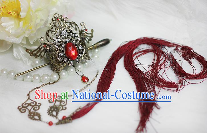 Chinese Ancient Cosplay Hair Accessories, Chinese Traditional Royal Prince Hair Tuinga, Ancient Chinese Cosplay Swordsman Knight Hairpin for Men