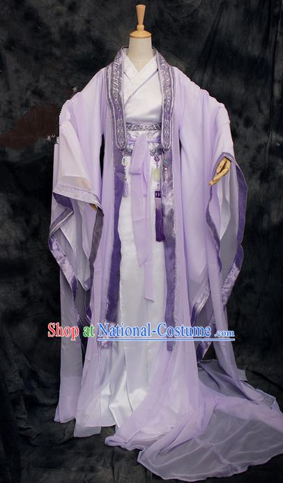 Chinese Ancient Cosplay Costumes, Chinese Traditional Embroidered Prince Clothes, Ancient Chinese Cosplay Swordsman Knight Costume Complete Set For Men