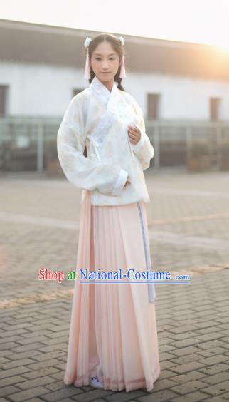 Traditional Chinese Ming Dynasty Princess Embroidered Costume, Asian China Ancient Palace Lady Hanfu Clothing for Women